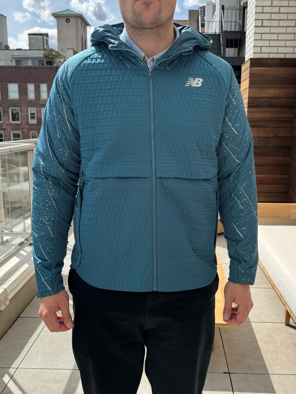 New Balance Teal Hooded Quilted Performance Jacket